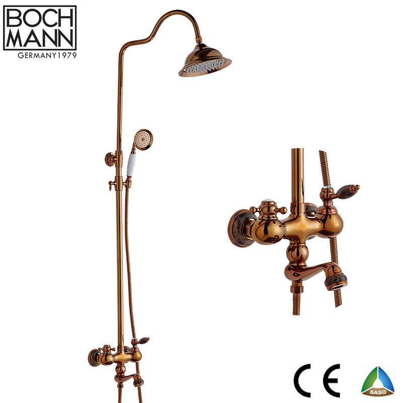 Rose Gold Color Brass Body Bath Shower Mixer Set