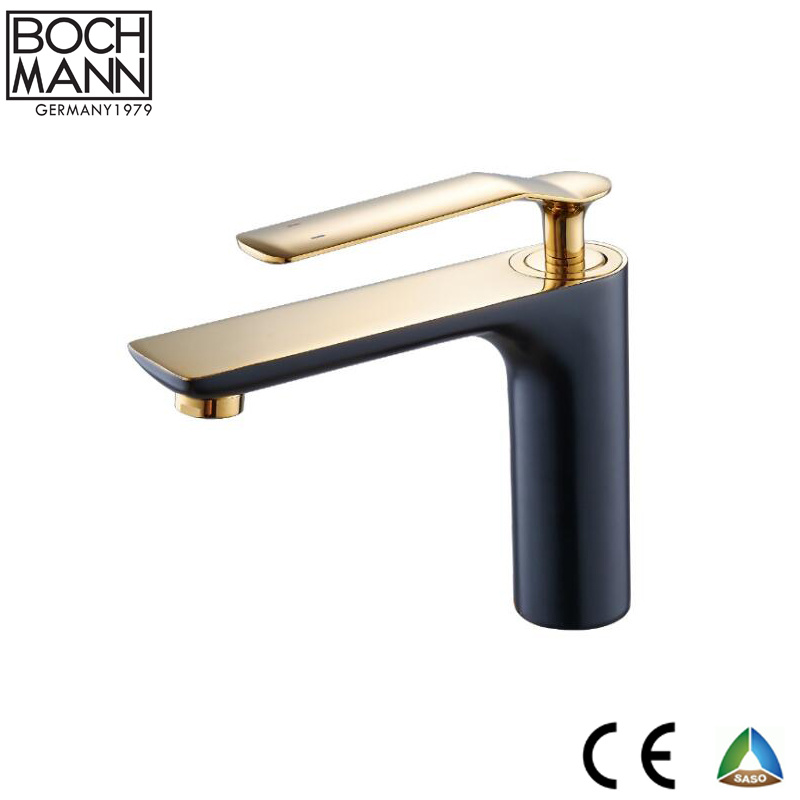 Chrome Gold and White or Black Double Color Brass Basin Mixer Taps