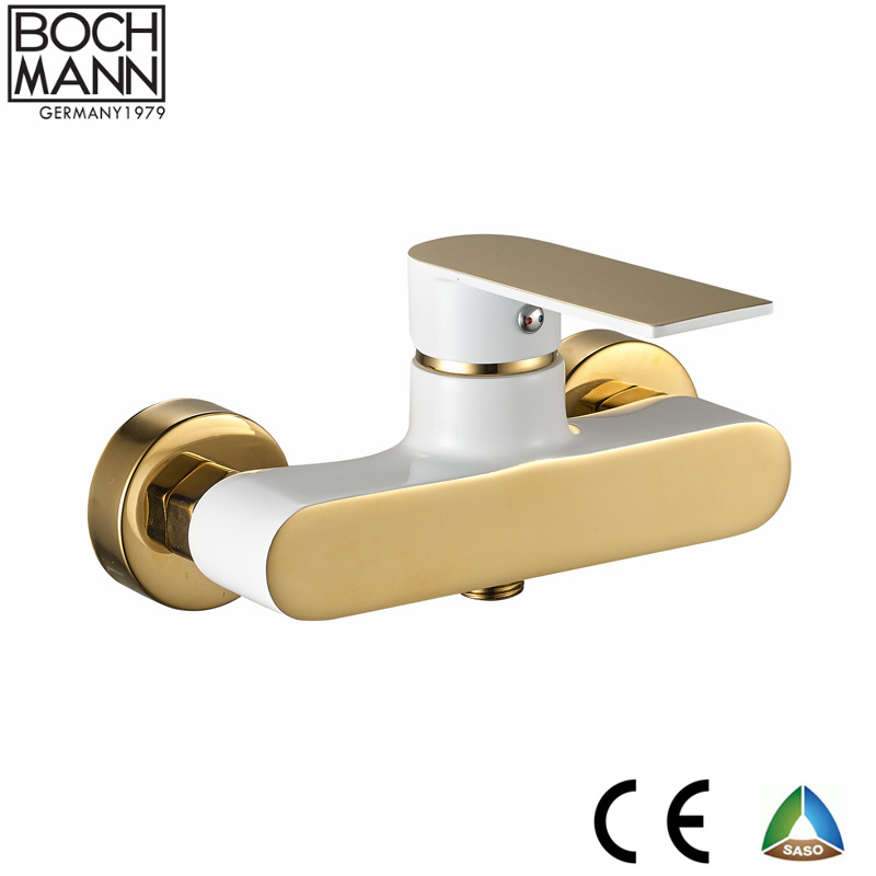 Golden and White Color High Level Market Brass Bathtub Faucet Wall Mounted Type