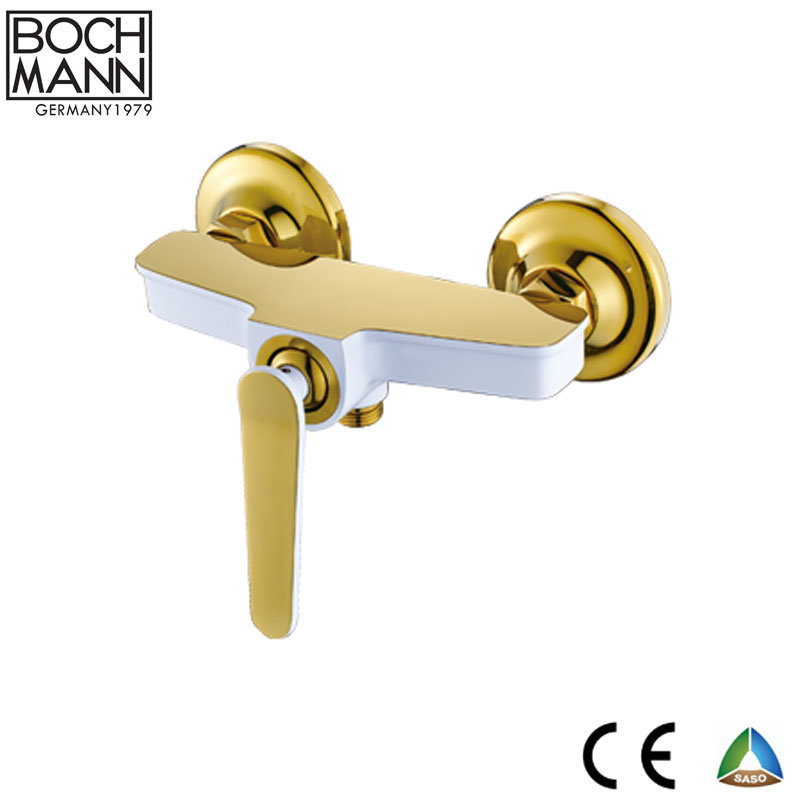 Gold and White Color Brass Basin Shower Water Tap for Bathroom