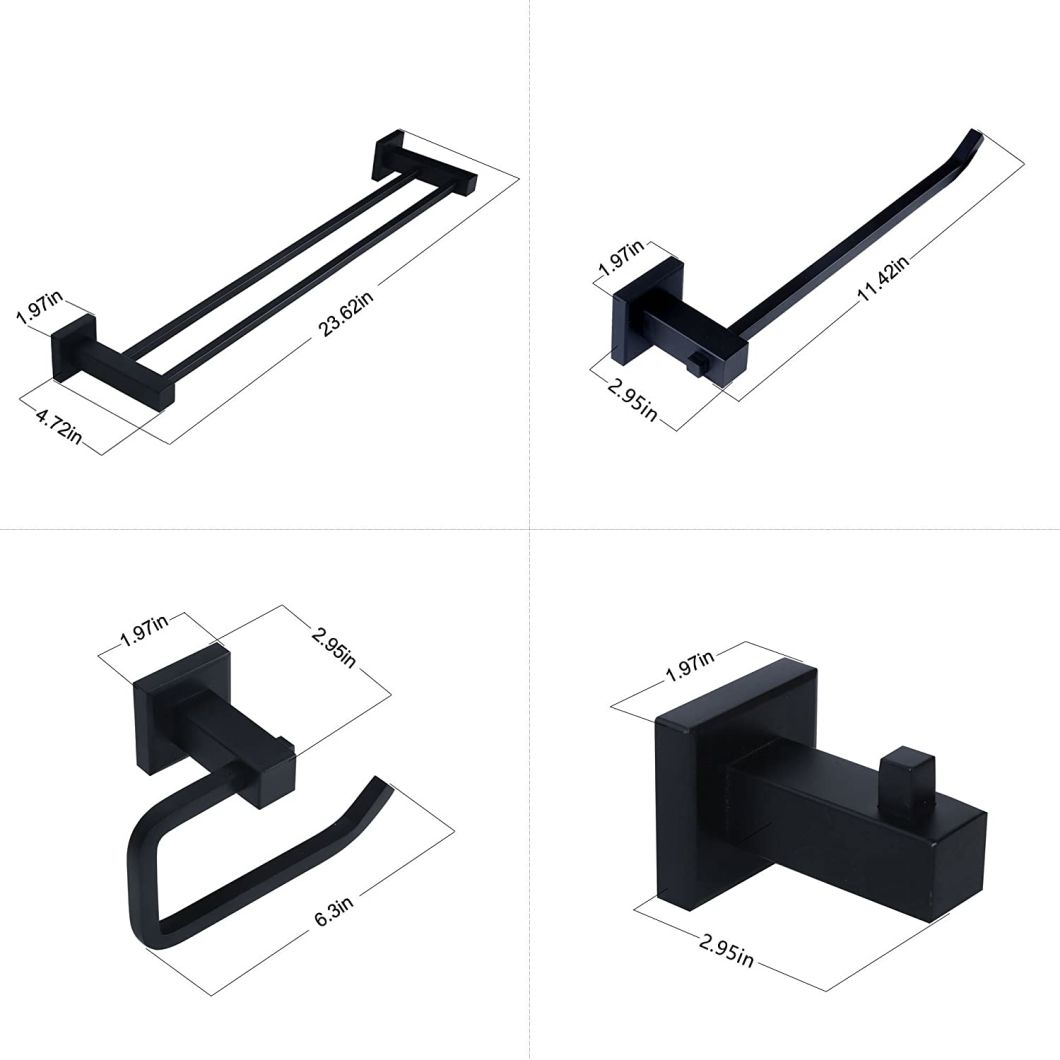 Matte Black Stainless Steel Metal Bathroom Hardware