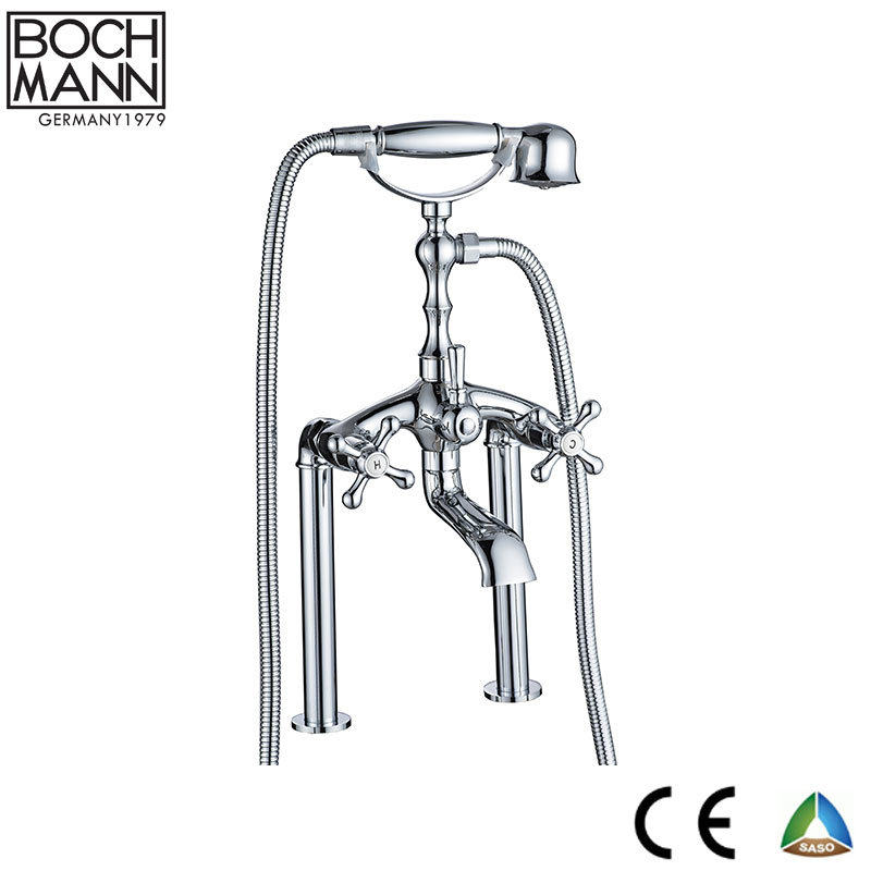 Dual Handle Bathtub Water Faucet with Hand Shower