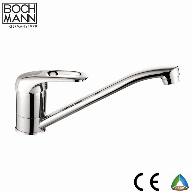 Europe Simple Chrome Sink Water Faucet with Pull out Spray Head