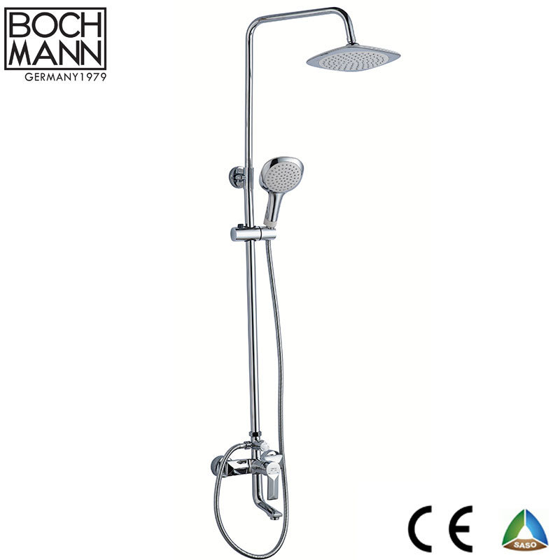 Square Chrome and White Body Shower Faucet with Shower Head