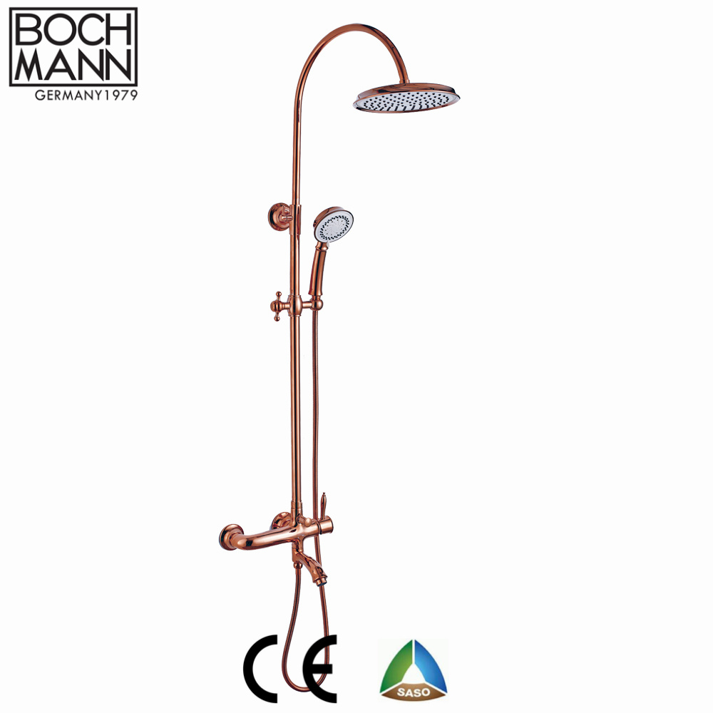 Wall Mounted Full Brass Rain Shower Set Faucet for Hotel Villa Bathroom