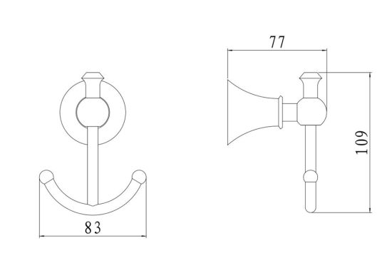 Round Coat Hook and Bathroom Zinc Double Hooks