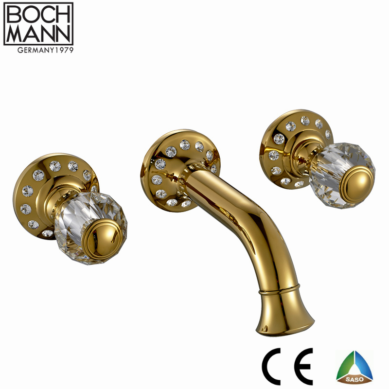 Traditional Luxury Full Brass Golden Sanitary Ware Bathroom Shower Set Tap