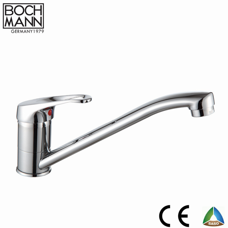 Single Handle Chrome Brass 360 Degree Rotating Long Spout Kitchen Sink Faucet