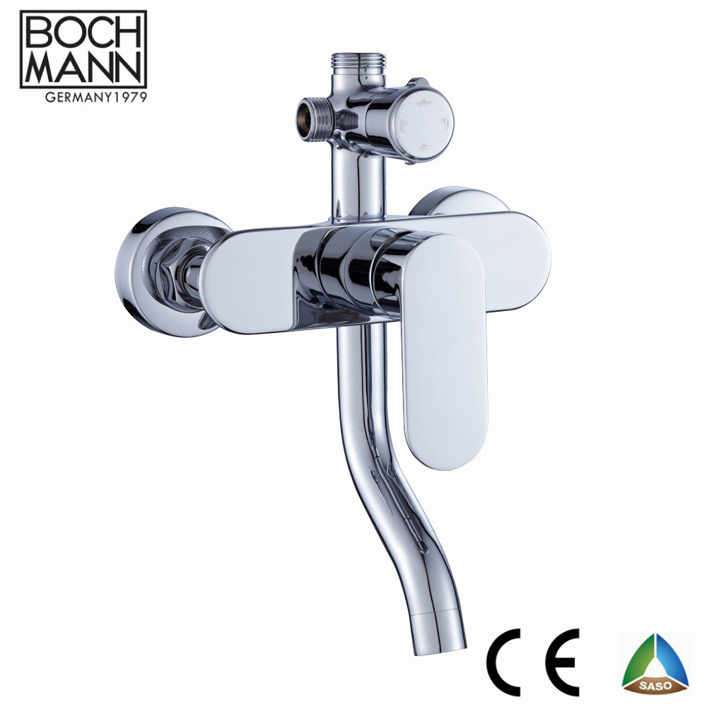 Classical Morden Simple Round End Brass Chrome Wall Shower Bath Water Tap