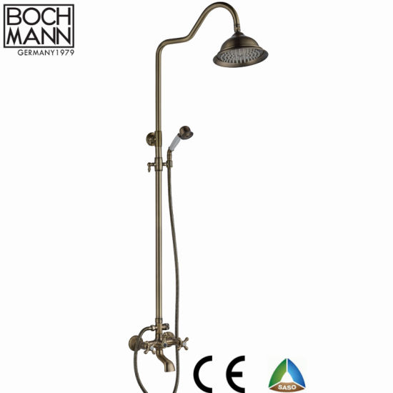 Bronze Color Bath Fittings Exposed Wall Mounted Rain Shower Set Faucet