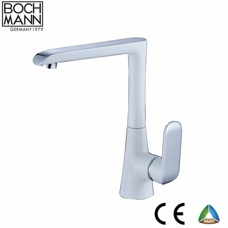 Hot Selling European Morden Style Chrome and White Color Brass Kitchen Sink Mixer