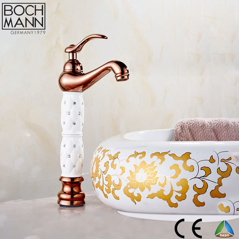 Middle East Chrome Plated Brass Body Bathroom Basin Faucet with Diamond Decoration