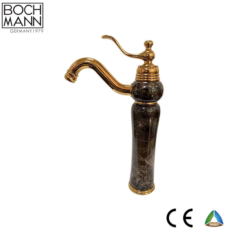 Traditional Design Colorful Brass Marble Stone Bathroom Basin Water Mixer