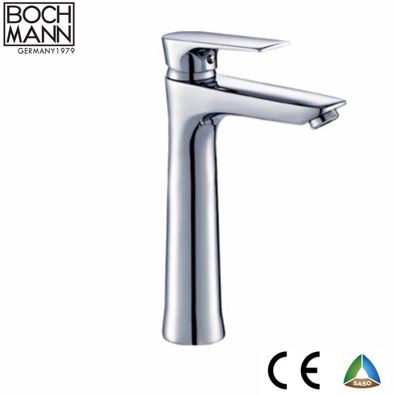 Long Slim Design Chrome Gold Color High Counter Basin Wash Hand Faucet