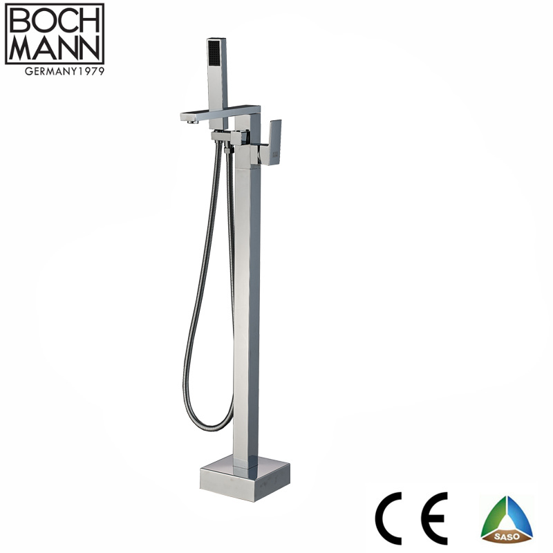 Vertical Tub Faucet and Chrome Color Brass Body Bathroom Mixer